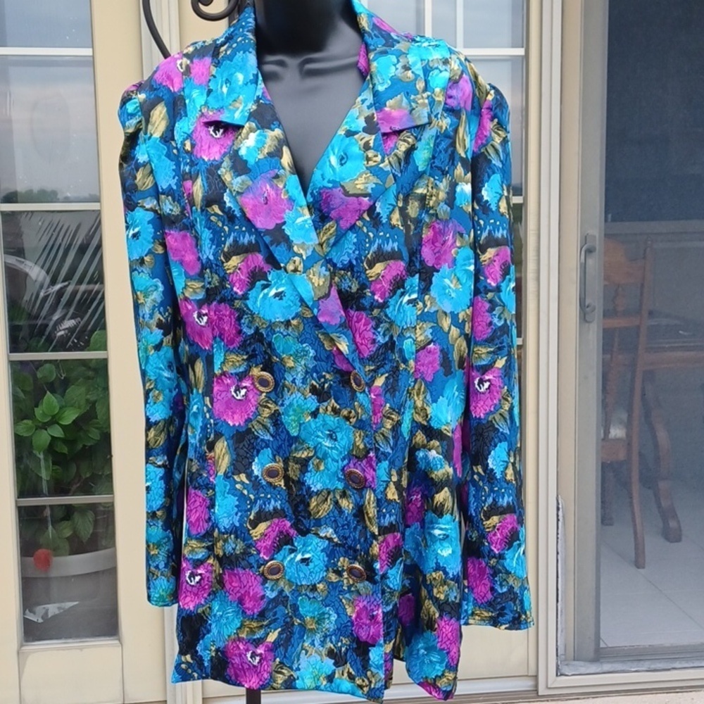 Vtg Chel'sea L'TD. multicolor lightweight vibrant jacket size 14, fits like 10